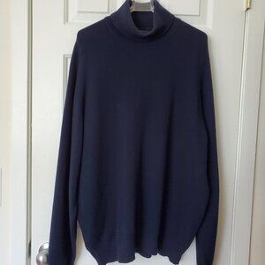 Vintage Men Harrods Alan Paine Blue Turtleneck Cashmere Sweater-Eur 52-44"112cm